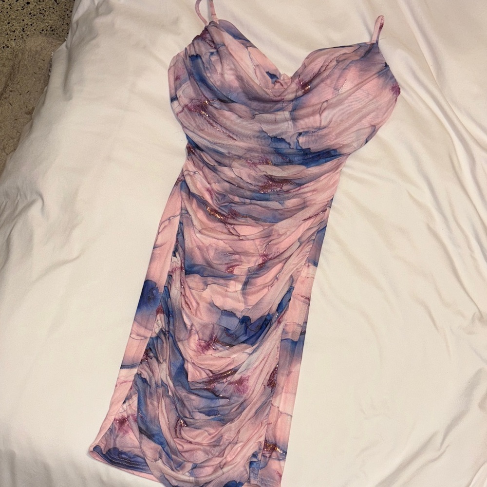 Forever 21 Pink and Blue Midi Dress